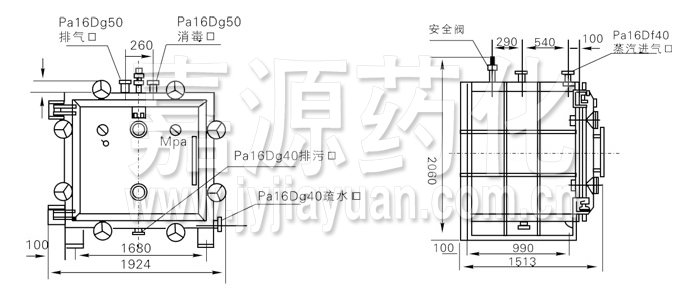 方形靜態(tài)真空干燥機結(jié)構(gòu)示意圖